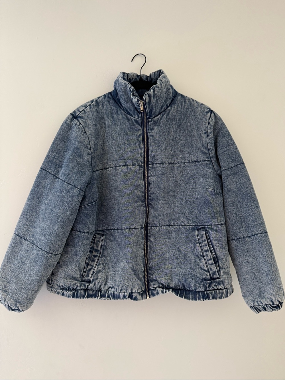 Women’s Oversized Blue Puffer Denim Jacket Size 3X